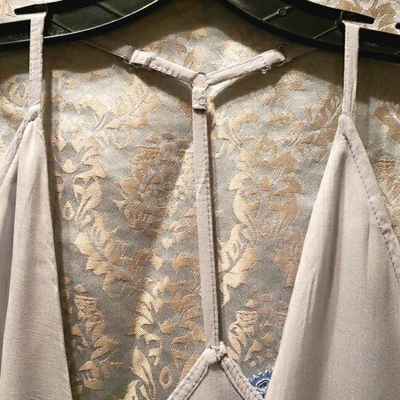 DON'T ASK WHY BLUE DRAPE HALTER TANK O/SZ - Picture 4 of 8